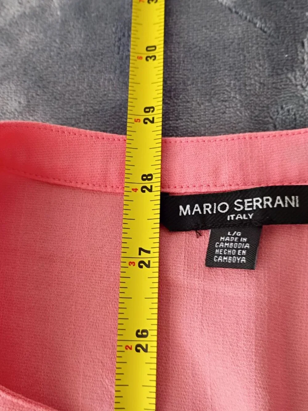 Mario Serrani Italy Pink Button Front Blouse L Roll Tab Sleeve Lightweight